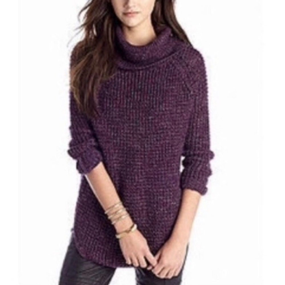 Free People Dylan Tweedy Long-Sleeve Cowl-Neck Sweater. M